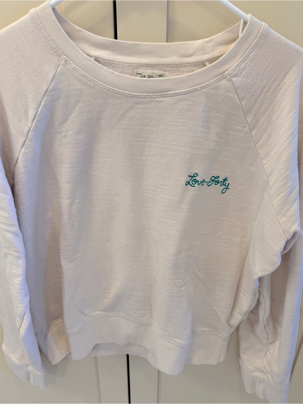 J. Crew Off-White Crewneck Sweatshirt with Green Script